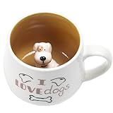 McBecdy 3D Tasse Hunde Tier Tasse, Lustige Kaffeetasse Handgemachte Figur Milch Tasse, Geschenke für Frauen Mädchen Freunde Kinder Frau Geburtstagsgeschenk (3d puppy)