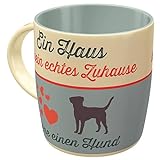 Nostalgic-Art Retro Kaffee-Becher, 330 ml, PfotenSchild – Ein Haus ist kein echtes Zuhause – Geschenk-Idee für Hunde-Besitzer, Keramik-Tasse, Vintage Design mit Spruch