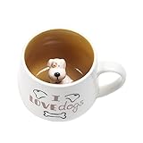TENMEDARY 3D Tier Tasse 300ml Keramik Lustige Teetassen Cartoon Handgefertigte Figürigkeit Niedliche Süße Tee Kaffee Becher geschenk für Kinder Mädchen frau Grandma (Hunde)