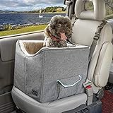 Petsfit Hunde Autositz für 2 kleine Hunde oder mittlere Hunde, Hochwertiger Hundesitz Auto für Rücksitz mit Sicherheitsgurt, faltbar Hundeautositz Gewichtskapazität bis zu 45 kg