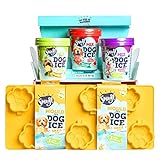 Smoofl Dog Treats - I Scream Ice Cream Kit für Hunde. Kit mit Eiscreme-Mischungen. 2 Silikonförmchen und 10 essbare Zahnstocher. Geschmacksrichtung Apfel, Blaubeere und Wassermelone - 5 Stück.